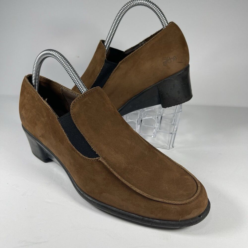 Arche France Brown Suede Wedge Loafers Slip-on Comfort Women's US 9 EUR 7 Med